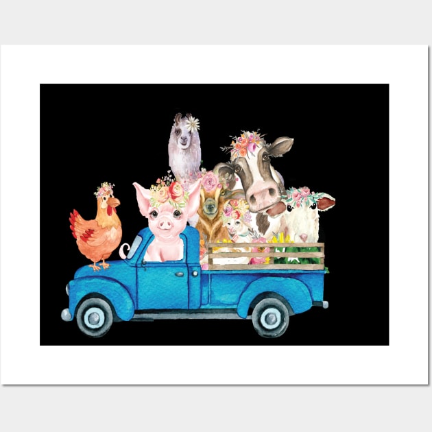 Farm Animals Farm Truck Funny farmers Gift Wall Art by DODG99